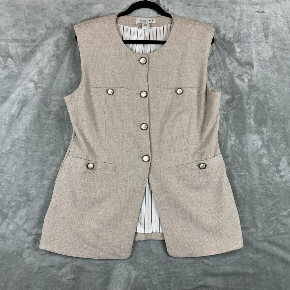 Rachel Zoe Beige Sleeveless Structured Vest
